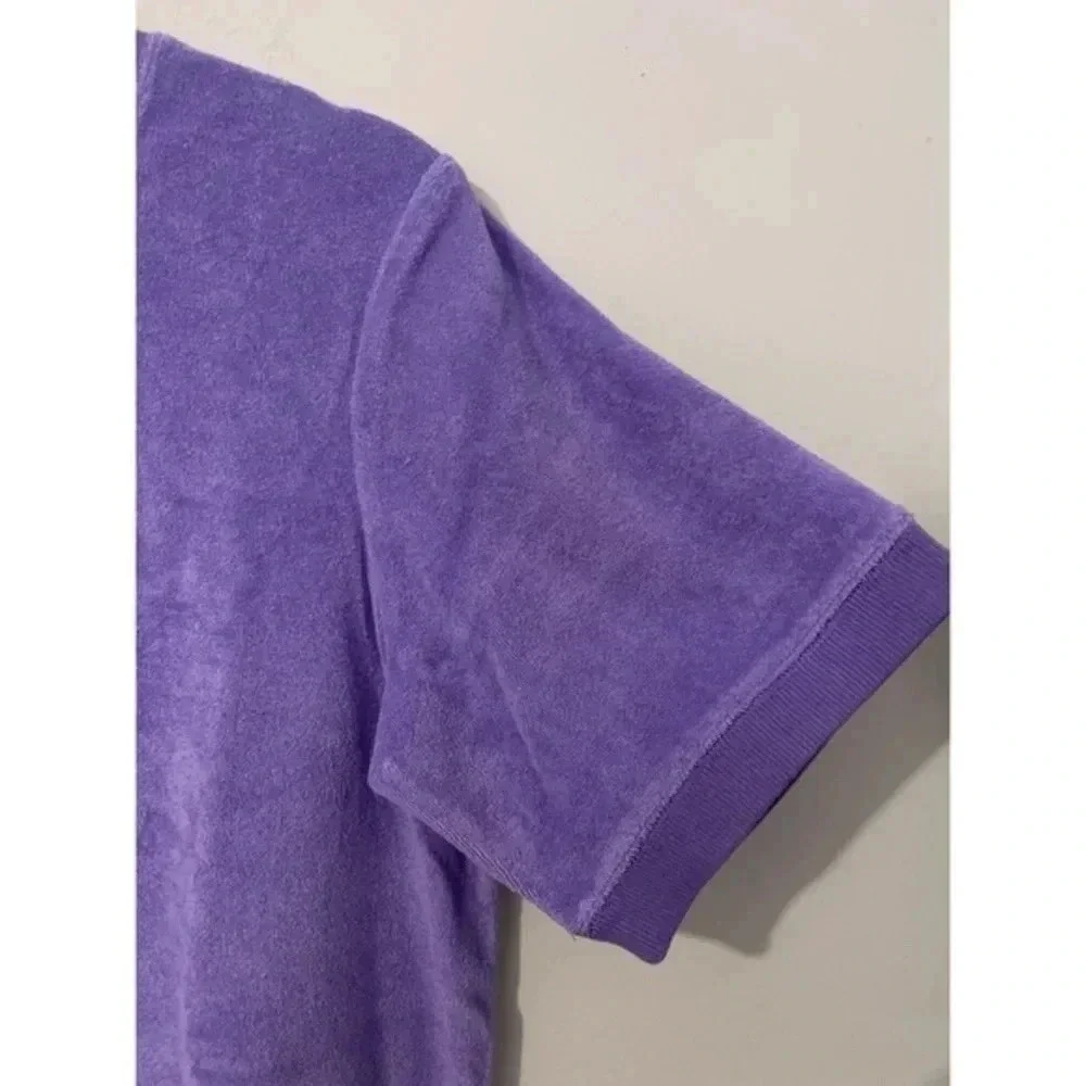 Quacker Factory Sweater Women’s Medium Purple Short Sleeve Terry Cloth Studded